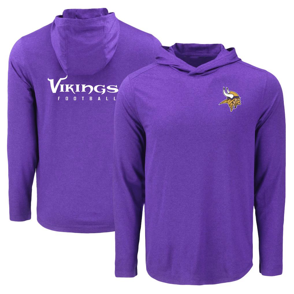 Men 2026 NFL Minnesota Vikings Hooded long sleeved T-shirt purple 05